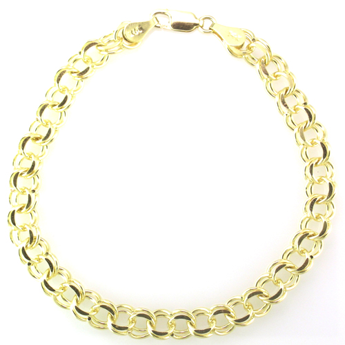 14K Yellow Gold Double Link Charm Bracelet